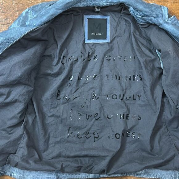 Womens stunning MAURITIUS SofiStar motor Jacket Light Blue Small 6 lamb leather - Picture 15 of 16